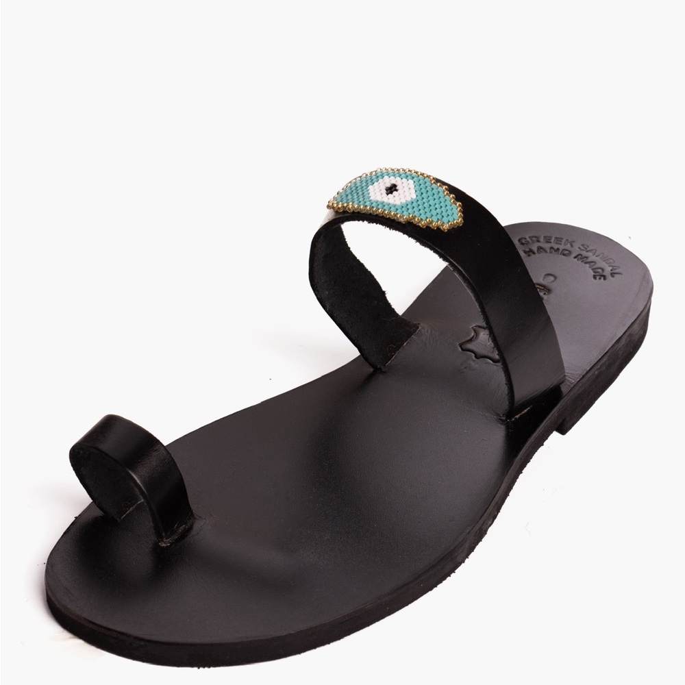 Oculus | Perline | Handmade Greek Sandals, Italian Leather, Gold 24k Beads